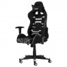 Cadeira FX Gamer Reclinável 180º Giratória Preta com Branco Ajustável Função Relax Rodas