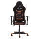 Cadeira FX Gamer Reclinável 180º Giratória Preta com Laranja Ajustável Função Relax Rodas