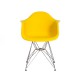 Cadeira Eiffel Eames c Braço Base Cromada Amarela