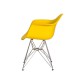 Cadeira Eiffel Eames c Braço Base Cromada Amarela