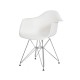 Cadeira Eiffel Eames c Braço Base Cromada Branca