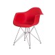 Cadeira Eiffel Eames c Braço Base Cromada Vermelha