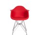 Cadeira Eiffel Eames c Braço Base Cromada Vermelha