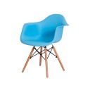 Cadeira Eiffel Eames DAW cBraço Azul Claro Base Madeira