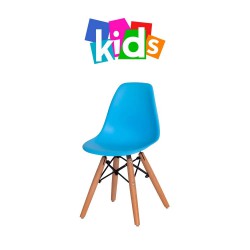 Cadeira Eiffel KIDS Azul Clara Base Madeira