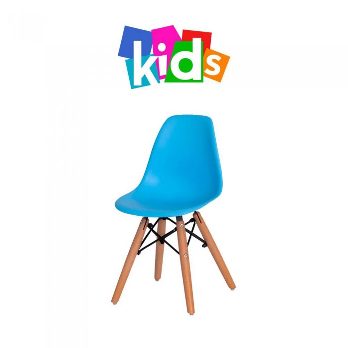 Cadeira Eiffel KIDS Azul Clara Base Madeira