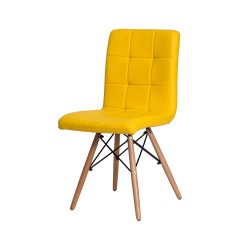 Cadeira Gomos Amarela Base Madeira