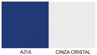Tampo e portas Azul: Perfil, Puxadores, laterais, prateleiras e fundo Cinza Cristal 