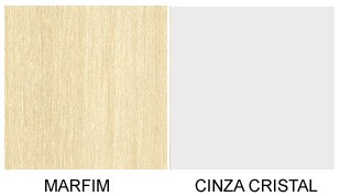 Portas e corpo: Marfim - Perfil, Puxadores, laterais, prateleiras e fundo: Cinza Cristal